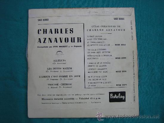 Discos de vinilo: Singels Charles Aznavour a&ntilde;o 1961 - Foto 2