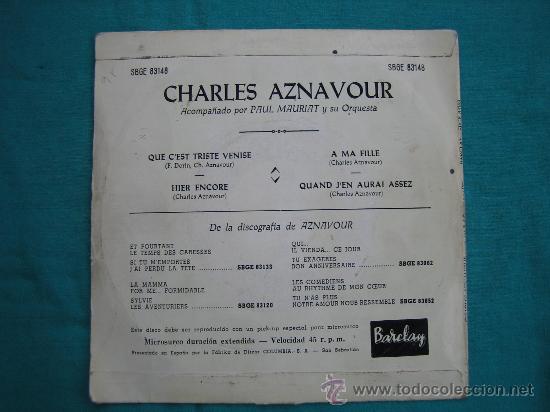 Discos de vinilo: Singels Charles Aznavour a&ntilde;o 1963 - Foto 2