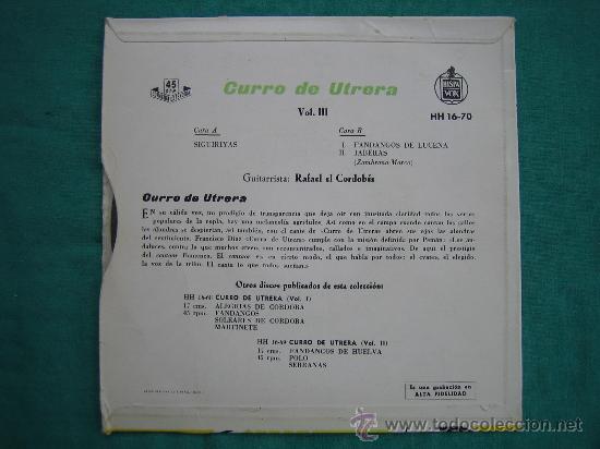 Discos de vinilo: Singels Curro de Utrera a&ntilde;o 1959 - Foto 2