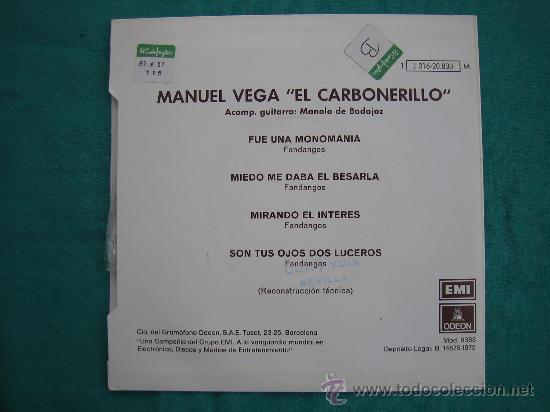 Discos de vinilo: Singels Manuel Vega a&ntilde;o 1972 - Foto 2
