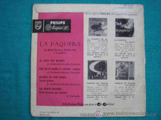 Discos de vinilo: Singels La Paquera a&ntilde;o 1958 - Foto 2