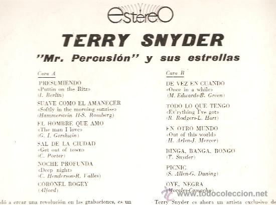 Discos de vinilo: LP TERRY SNYDER - MR. PERCUSION Y SUS ESTRELLAS - Foto 2