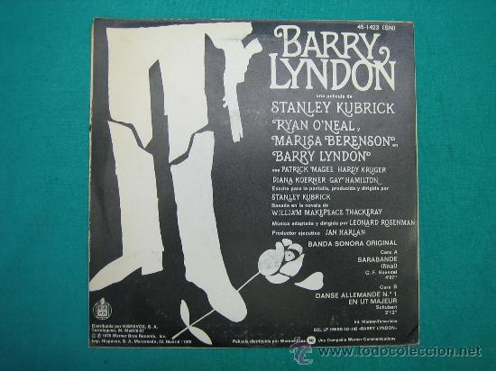 Discos de vinilo: Singels Barry Lyndon a&ntilde;o 1976 - Foto 2