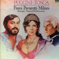 Discos de vinilo: TOSCA PUCCINI - FRENI / PAVAROTTI / MILNES - CAJA 2 LPS 1980 -. Lote 30507285