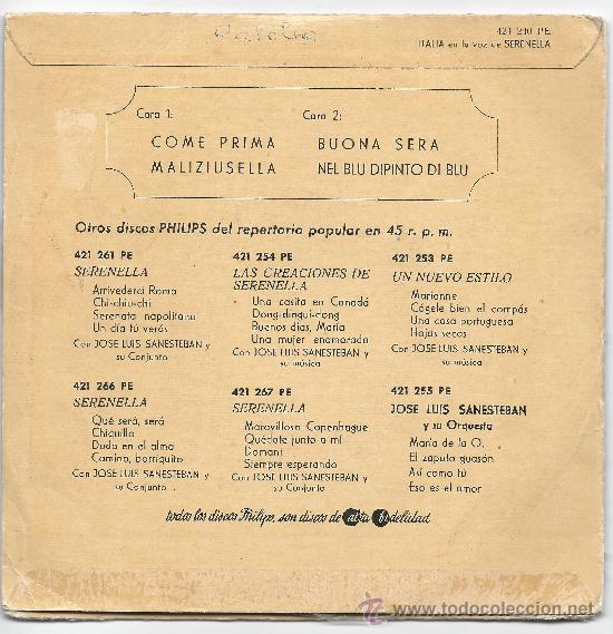 Discos de vinilo: EP- SERENELLA  - ITALIA EN SU VOZ  - PHILIPS - Foto 2