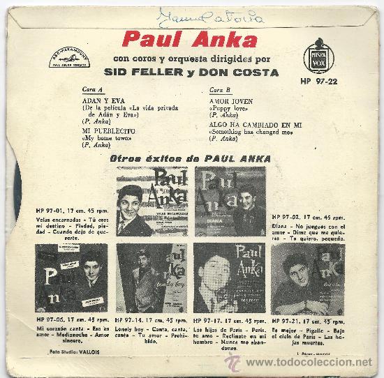 Discos de vinilo: EP- PAUL ANKA- HISPAVOX - Foto 2