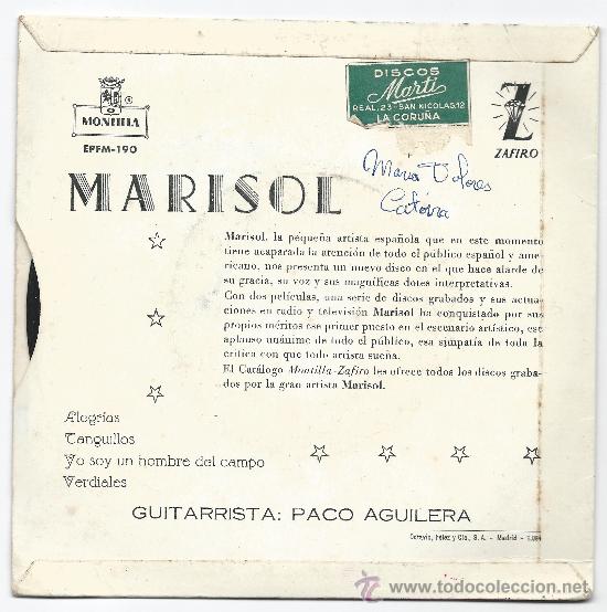 Discos de vinilo: EP- MARISOL- ZAFIRO - Foto 2