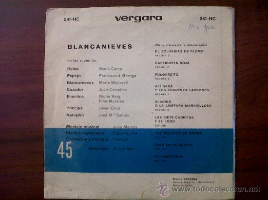 Discos de vinilo: DISCO SINGLE CUENTO INFANTIL-BLANCANIEVES-VERGARA-1965 - Foto 5