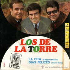 Discos de vinilo: LOS DE LA TORRE - SINGLE VINILO 7’’ - EDITADO EN ESPAÑA - LA CITA + DIAS FELICES - BELTER - AÑO 1967. Lote 30566712