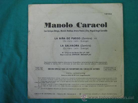 Discos de vinilo: Singels MANOLO CARACOL 1972 - Foto 2