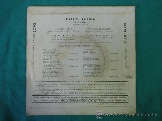 Discos de vinilo: Singels RAFAEL FARINA 1961 - Foto 2