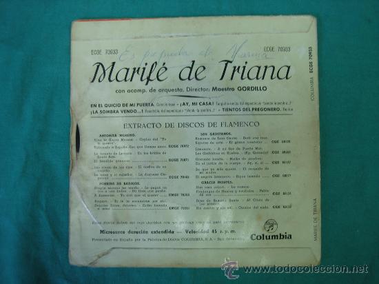 Discos de vinilo: Singels MARIFE DE TRIANA 1958 - Foto 2