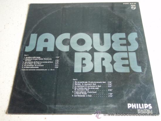 Discos de vinilo: JACQUES BREL  DISCO DE ORO  1973 - ESPA&Ntilde;A LP33 PHILIPS - Foto 2