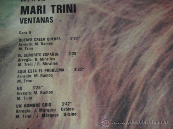 Discos de vinilo: MARI TRINI  VENTANAS  1973 - ESPA&Ntilde;A LP33 HISPAVOX - Foto 3