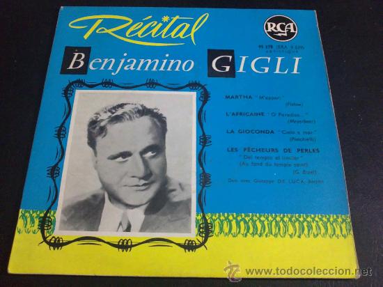 Discos de vinilo: RECITAL - BENJAMINO GIGLI - MARTHA - EP - Foto 1
