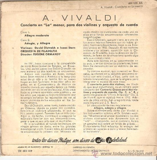 Discos de vinilo: A. VIVALDI DAVID OISTRAKH ISAC STERN - Foto 2