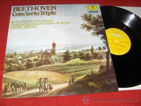 Discos de vinilo: BEETHOVEN Concierto para piano violin y violonchelo BERLIN/FRICSAY LP 1982 Deutsche SPAIN