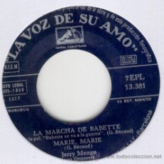 Discos de vinilo: JERRY MENGO - LA MARCHA DE BABETTE - LOVE EN PORTOFINO + 2. Lote 30915399