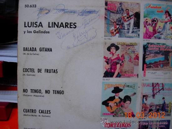 Discos de vinilo: Luisa Linares y los Galindo EP balada gitana - Foto 2