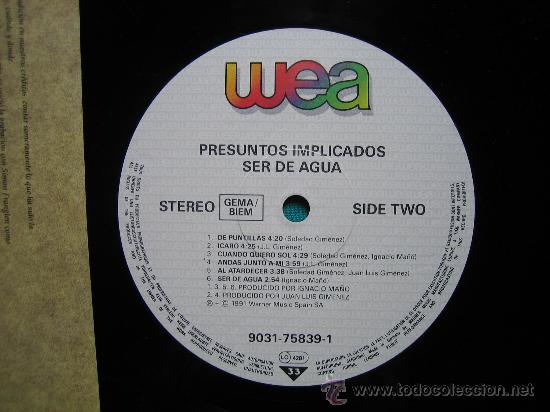 Discos de vinilo: LP  PRESUNTOS IMPLICADOS 1991 - Foto 2
