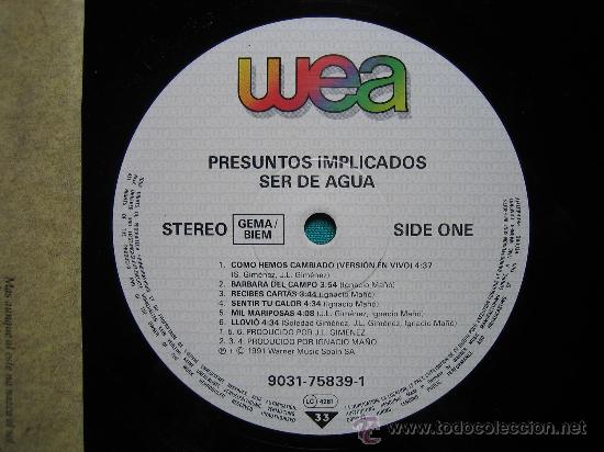Discos de vinilo: LP  PRESUNTOS IMPLICADOS 1991 - Foto 3