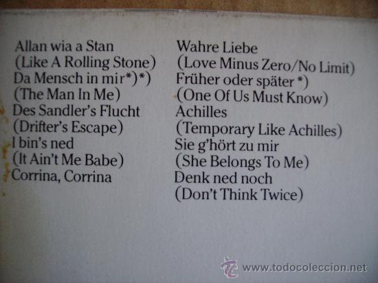 Discos de vinilo: WOLFGANG AMBROS ---- LIEDER VON BOB DYLAN - Foto 2