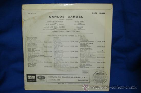 Discos de vinilo: CARLOS GARDEL - ADIOS MUCHACHOS + 3 - EMI ODEON DSOE 16.044 - Foto 2