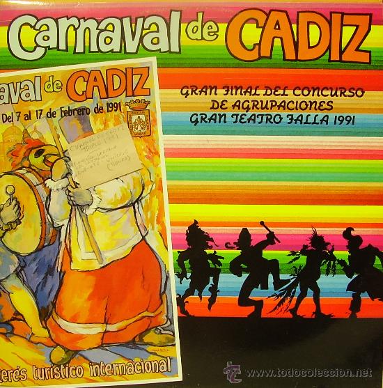 Discos de vinilo: CARNAVAL DE CADIZ GRAN FINAL DEL CONCURSO DE AGRUPACIONES GRAN TEATRO FALLA 1991 LP TRIPLE 1991