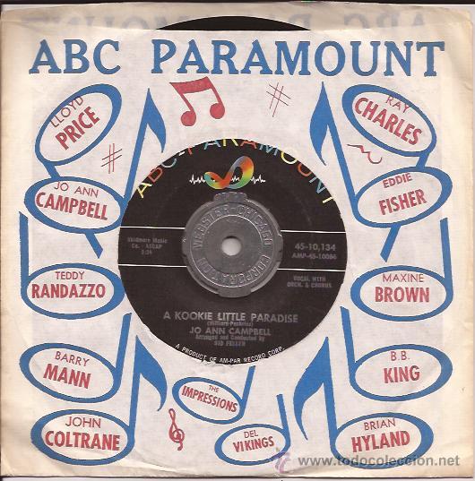 Discos de vinilo: SINGLE-JO ANN CAMPBELL-ABC PARAMOUNT 10134-USA-1960 - Foto 1