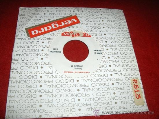 Vinyl records: ANTONIO EL CARTUJANO El sereno/ EL AIRE DE TU ABANICO 7&rdquo; SINGLE Vergara PROMO
