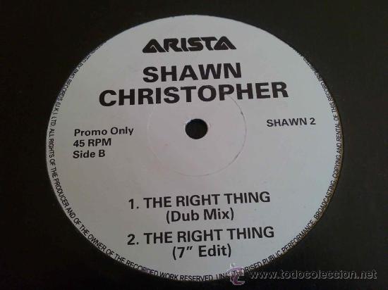 Discos de vinilo: SHAWN CHRISTOPHER, THE RIGHT THING - MAXI SINGLE - Foto 1