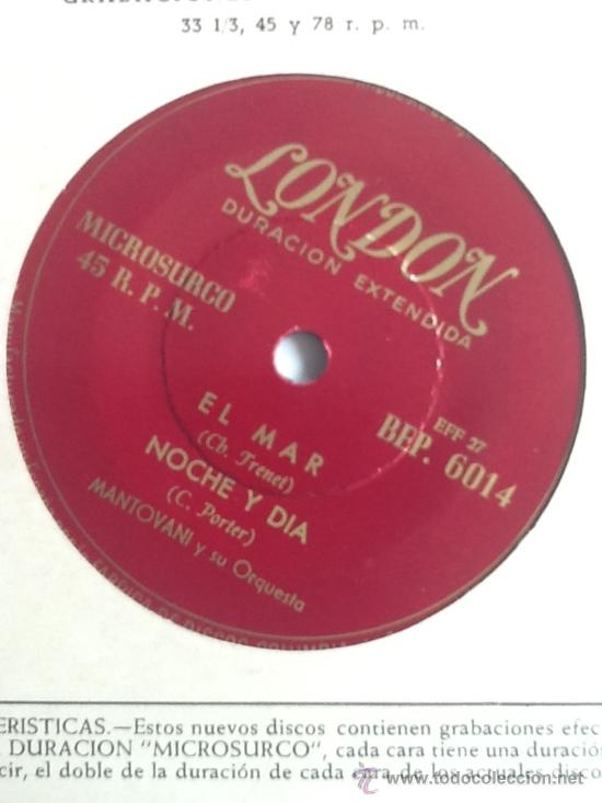 Discos de vinilo: SINGLE MICROSURCO - MANTOVANI Y SU ORQUESTA - Foto 2