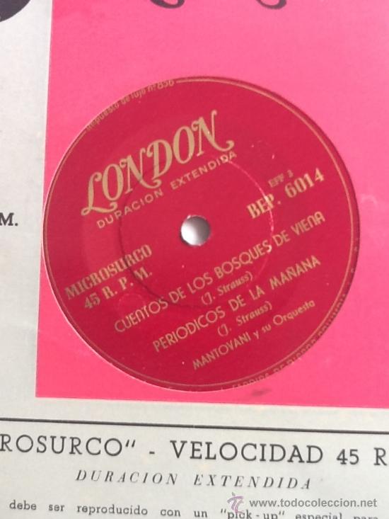 Discos de vinilo: SINGLE MICROSURCO - MANTOVANI Y SU ORQUESTA - Foto 3