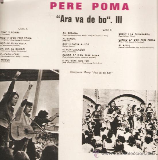 Discos de vinilo: LP ARA VA DE BO - III : PERE POMA - Foto 2