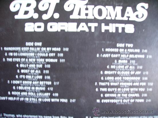 Discos de vinilo: B.J.THOMAS --- 20 GREAT HITS - Foto 2