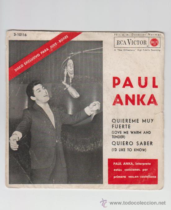 Discos de vinilo: PAUL ANKA DISCO EXCLUSIVO PARA JUKE -BOXES RCA VICTOR 1962 - Foto 1 - 32596428