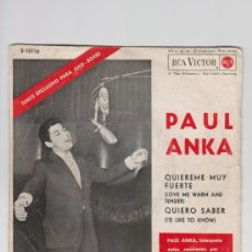 Discos de vinilo: PAUL ANKA DISCO EXCLUSIVO PARA JUKE -BOXES RCA VICTOR 1962. Lote 32596428