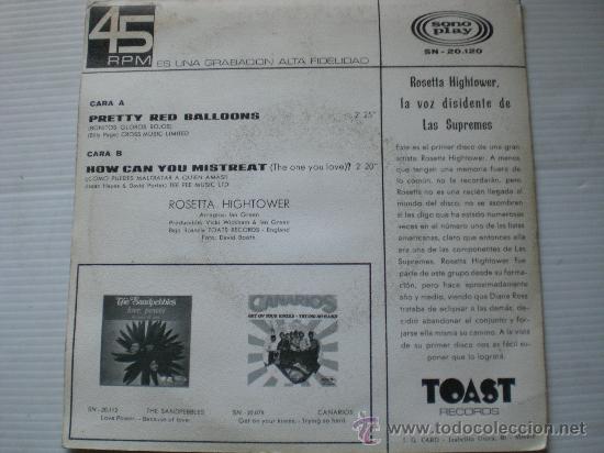 Discos de vinilo: rosetta hightower, pretty red balloons...single 7 - Foto 3