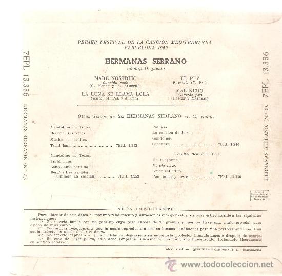 Discos de vinilo: EP HERMANAS SERRANO : MARE NOSTRUM - Foto 2