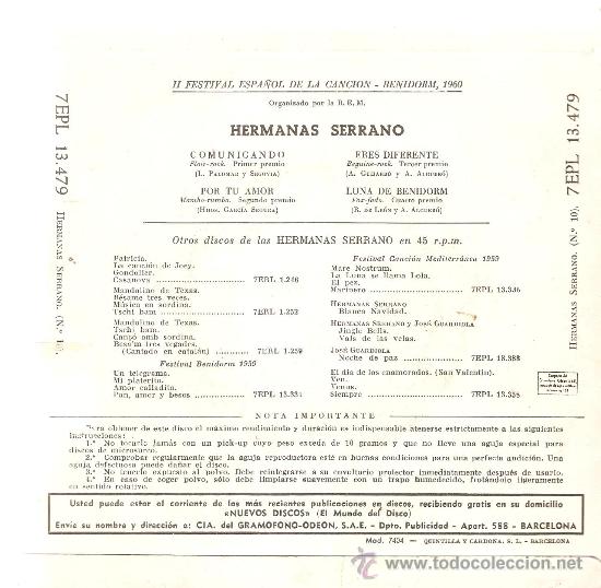 Discos de vinilo: EP HERMANAS SERRANO  : COMUNICANDO - Foto 2