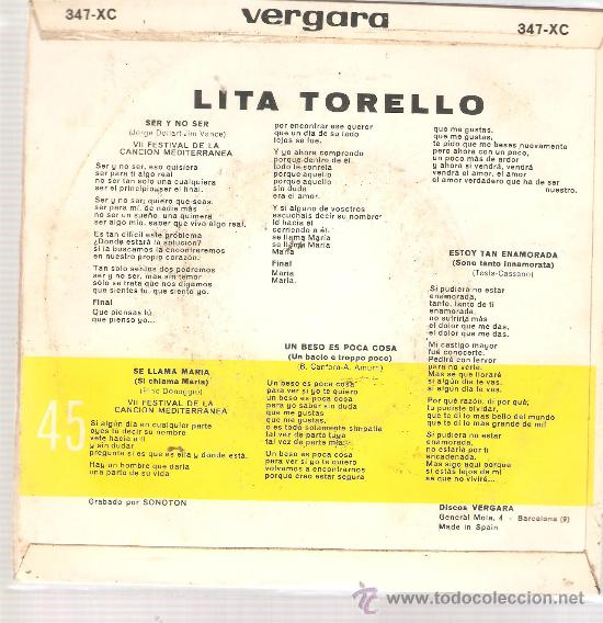 Discos de vinilo: EP LITA TORELLO : SER Y NO SER - Foto 2