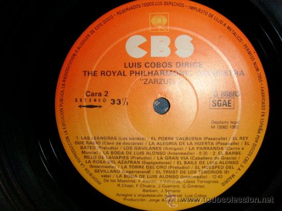 Discos de vinilo: Luis Cobos Dirige La Orquesta Filarm&oacute;nica Real* ?&ndash; Zarzuela - Foto 2