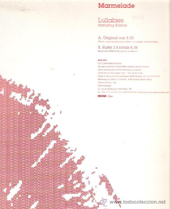Discos de vinilo: MAXI   MARMALADE - LULLABIES (FEATURING KARINE ) - Foto 1