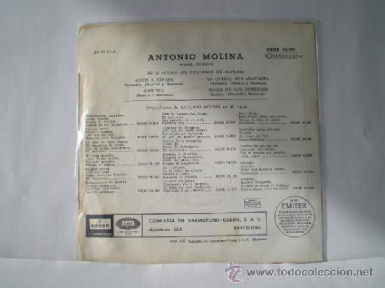 Discos de vinilo: SINGLE DE ANTONIO MOLINA SERIE 3 - Foto 2