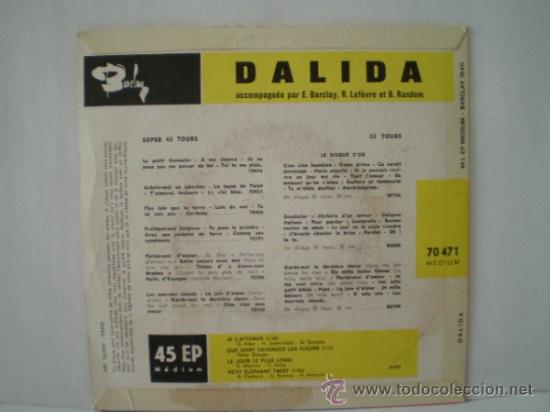 Discos de vinilo: SINGLE DE DALIDA A&Ntilde;OS 60 - Foto 2
