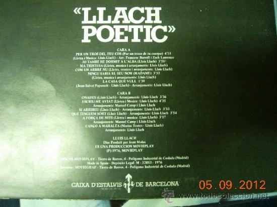 Discos de vinilo: Lluis Llach LP Llach poetic - Foto 2