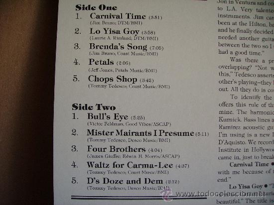Discos de vinilo: TOMMY TEDESCO TRIO ---- CARNIVAL TIME - Foto 2