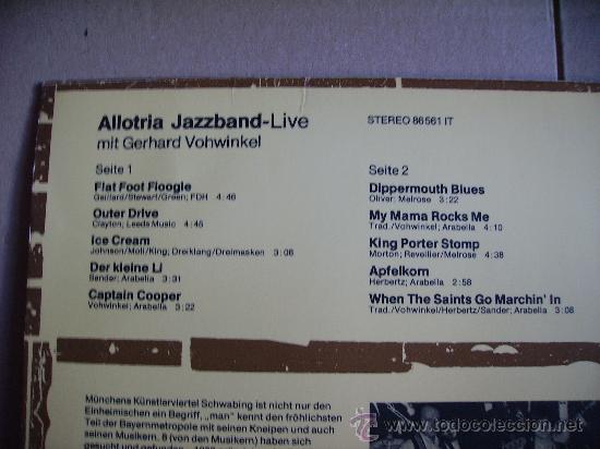 Discos de vinilo: ALLOTRIA JAZZ BAND ----LIVE - Foto 2