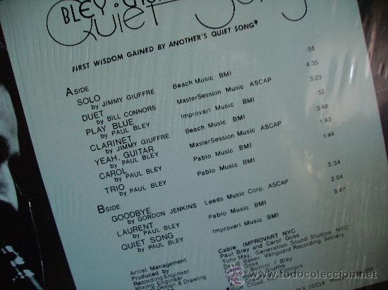Discos de vinilo: BLEY-CONNORS-GIUFFRE --- QUIET SONG - Foto 2