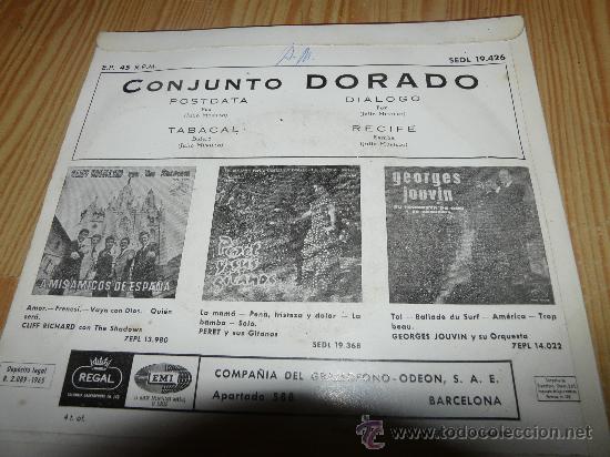 Discos de vinilo: 884- EP Conjunto Dorado (Regal 1965) - Postdata / Tabacal - &iexcl;Vinilo Impecable! - Foto 2